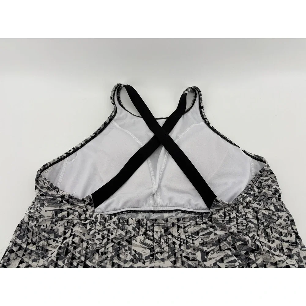 NIKE, Black & White Print Cross Back Tankini Top, Women's Size 3X